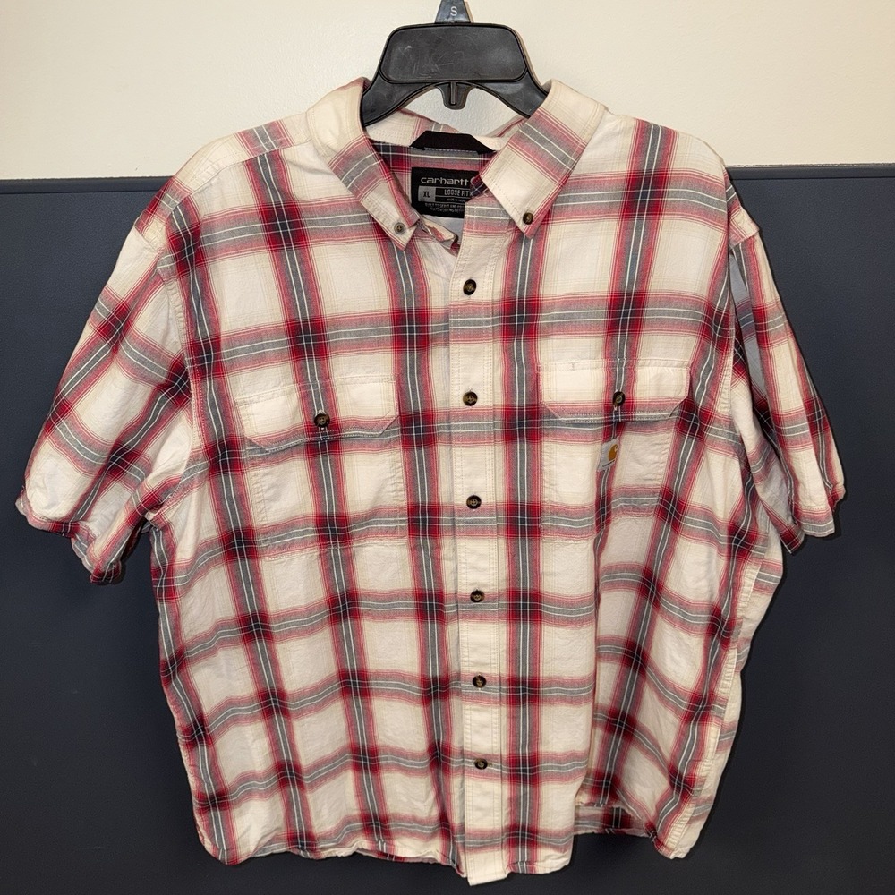 Carhartt Button Up Plaid Shirt For Men XL Loose Fit Workwear‎